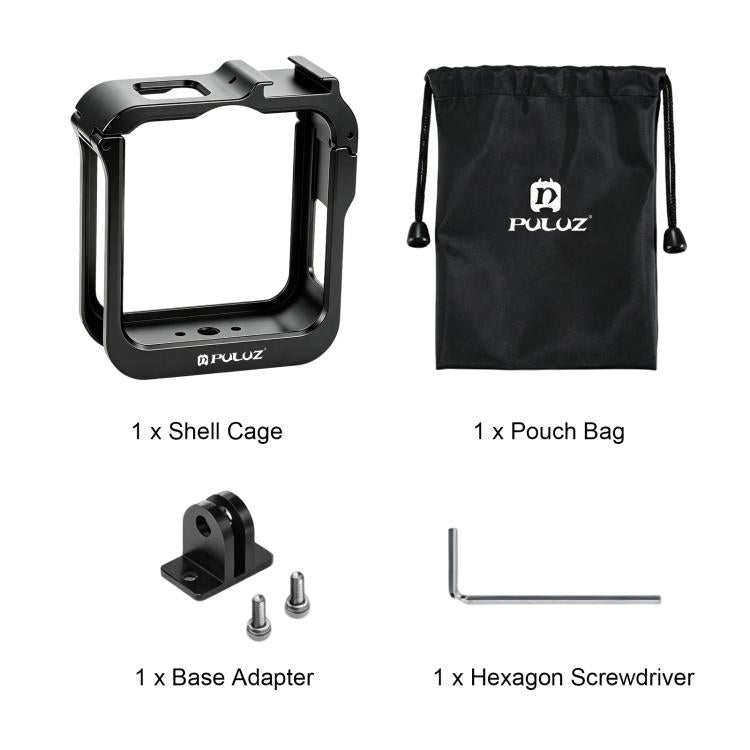 Gabbia metallica PULUZ per GoPro MAX2 con slitta a caldo e adattatore, Metal Camera Cage