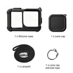 Custodia protettiva in silicone per corpo macchina GoPro MISSION 1 / 1 PRO PULUZ con copriobiettivo e cinturino, For GoPro MISSION 1 / 1 PRO Silicone Case
