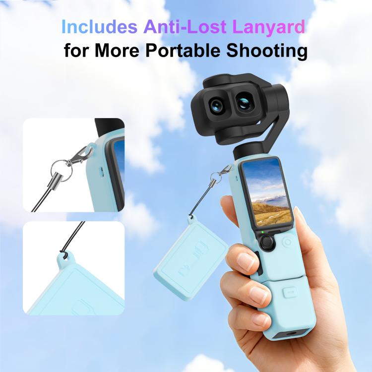 Per DJI Osmo Pocket 4P PULUZ 5 in 1 Corpo Obiettivo Impugnatura Schermo Cover in silicone con cordino anti-smarrimento