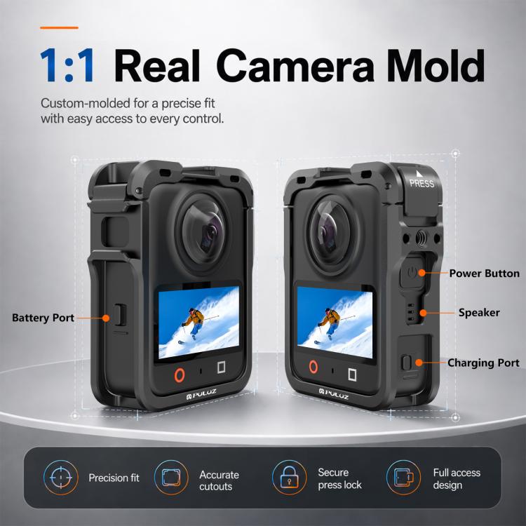 Telaio di espansione con gabbia protettiva in lega di alluminio PULUZ con copriobiettivo per DJI Osmo 360 II., For DJI Osmo 360 II / 360 Protective Cage