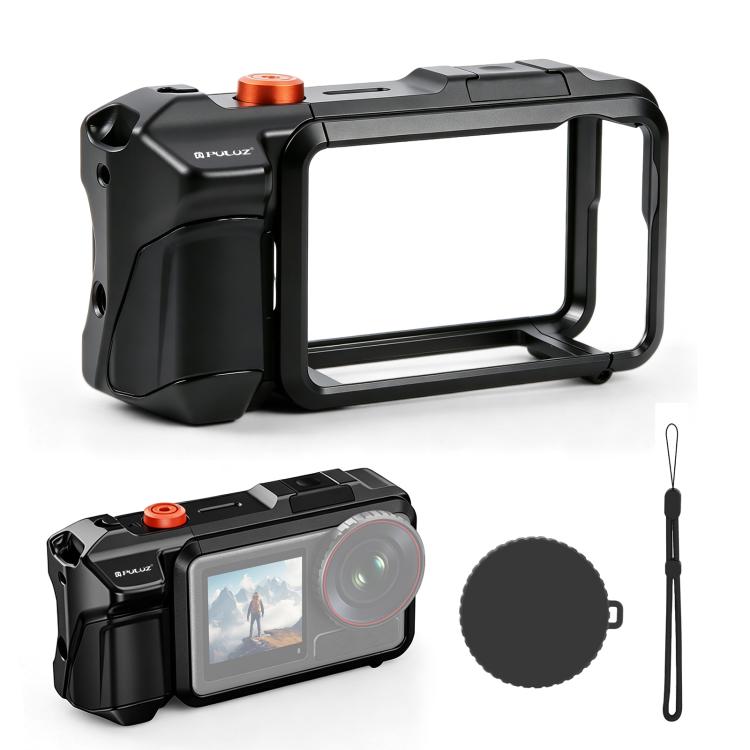 For DJI Osmo Action 5 Pro PULUZ Metal Camera Cage Expansion Adapter with Handle Grip & Lens Cap & Cold Shoes, For DJI Osmo Action 5 Pro