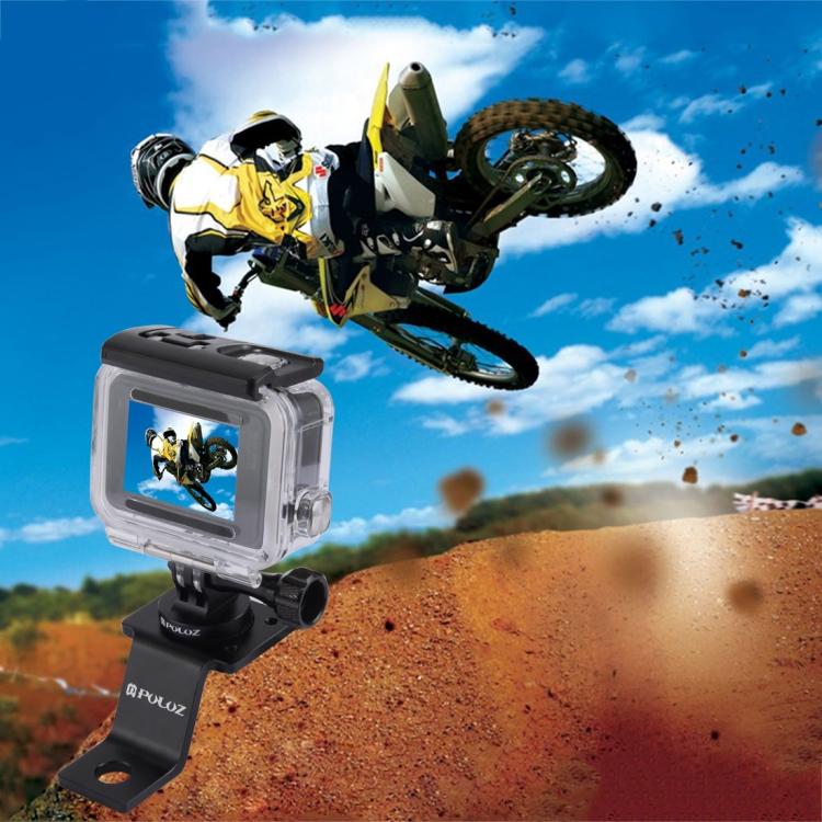PULUZ Supporto fisso per moto in lega di alluminio con adattatore per treppiede e vite per GoPro Hero11 Black / HERO10 Black /9 Black /8 Black /7 /6 /5 /5 Session /4 Session /4 /3+ /3 /2 /1, DJIOsmo Action e altre action camera, Fixed Mount 2 (Black)  ...
