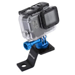 PULUZ Supporto fisso per moto in lega di alluminio con adattatore per treppiede e vite per GoPro Hero11 Black / HERO10 Black /9 Black /8 Black /7 /6 /5 /5 Session /4 Session /4 /3+ /3 /2 /1, DJIOsmo Action e altre action camera, Fixed Mount 2 (Black)  ...