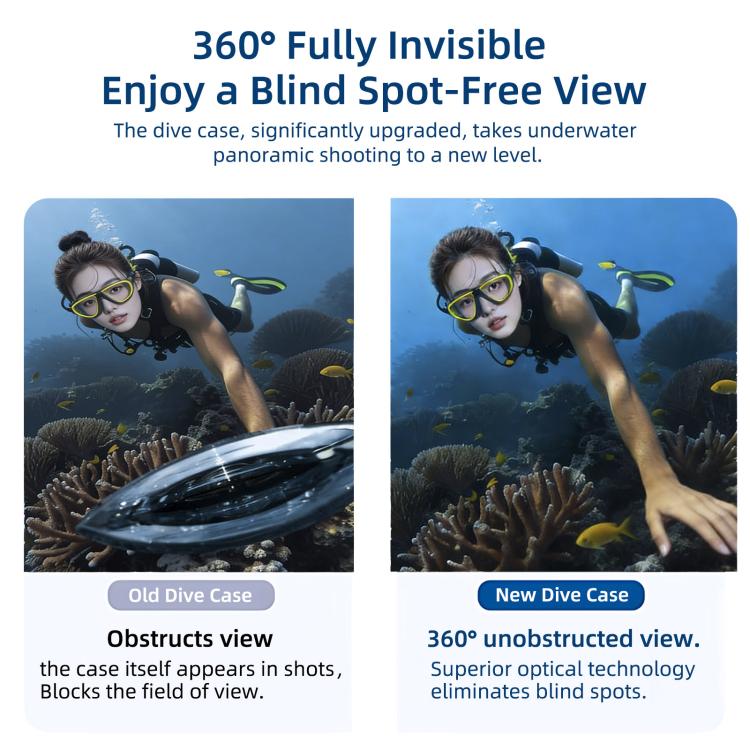 Custodia subacquea impermeabile sigillata PULUZ 50m per Insta360 X5, edizione Youth, Waterproof Diving Case, Youth Edition