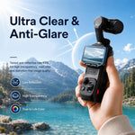 Pellicola protettiva in vetro temperato HD 9H 2.5D per schermo Insta360 Luna Ultra PULUZ + protezione per obiettivo