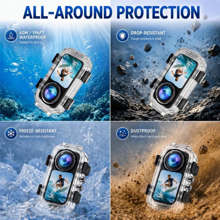 Custodia subacquea impermeabile PULUZ 60M / 196FT con chiusura magnetica invisibile a sgancio rapido per Insta360 X6, Magnetic Quick-Release Waterproof Housing