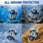 Custodia subacquea impermeabile PULUZ 60M / 196FT per immersioni subacquee, custodia invisibile in PC HD con base a due punte., Two-prong Base Waterproof Housing