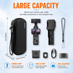 Custodia rigida PULUZ in PU con motivo a rombi e borsa protettiva in EVA per Insta360 Luna Ultra., For Insta360 Luna Ultra / Pro
