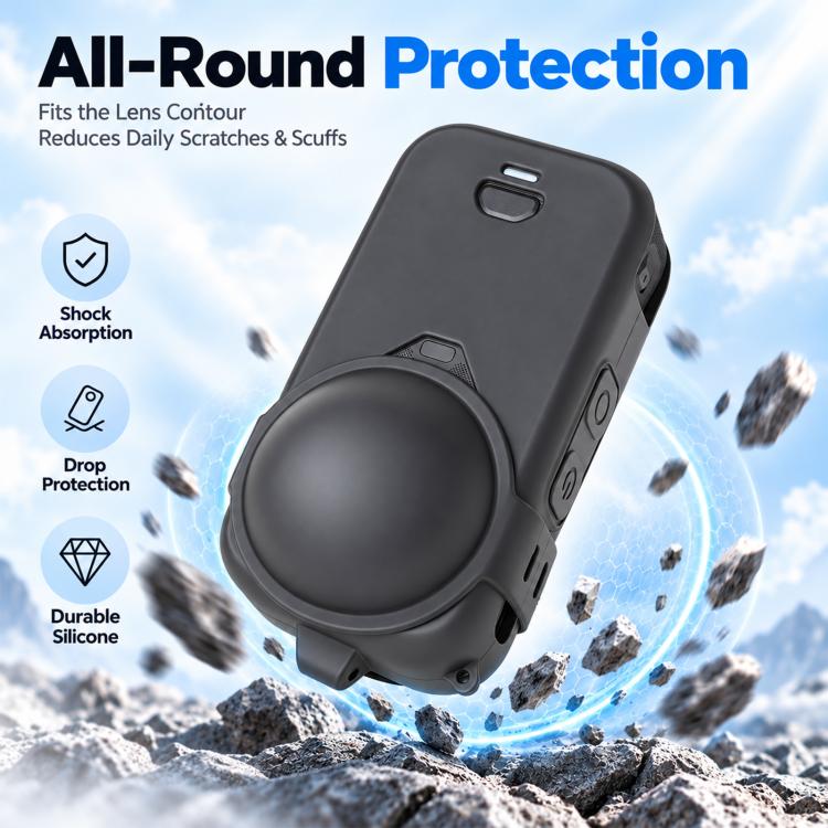 For Insta360 X6 PULUZ Silicone Protective Case with Lens Cover & Strap, Silicone Case