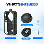 For Insta360 X6 PULUZ Silicone Protective Case with Lens Cover & Strap, Silicone Case