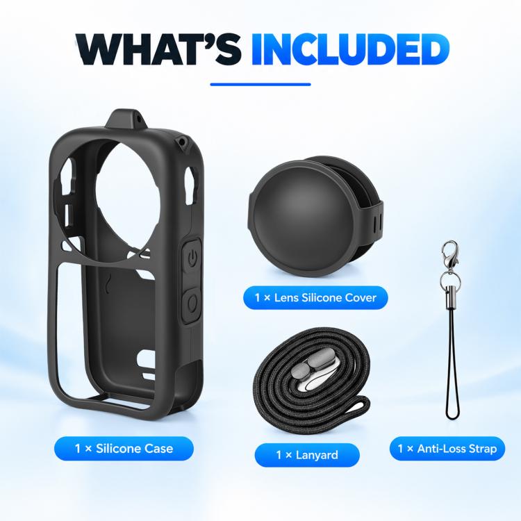 For Insta360 X6 PULUZ Silicone Protective Case with Lens Cover & Strap, Silicone Case