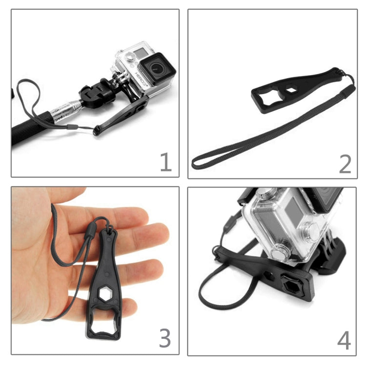 PULUZ Chiave inglese a testa zigrinata in plastica con cordino per GoPro Hero11 Black / HERO10 Black / HERO9 Black / HERO8 Black / HERO7 /6 /5 /5 Session /4 Session /4 /3+ /3 /2 /1, Xiaoyi e altre action camera, Wrench (PVC Material) Black