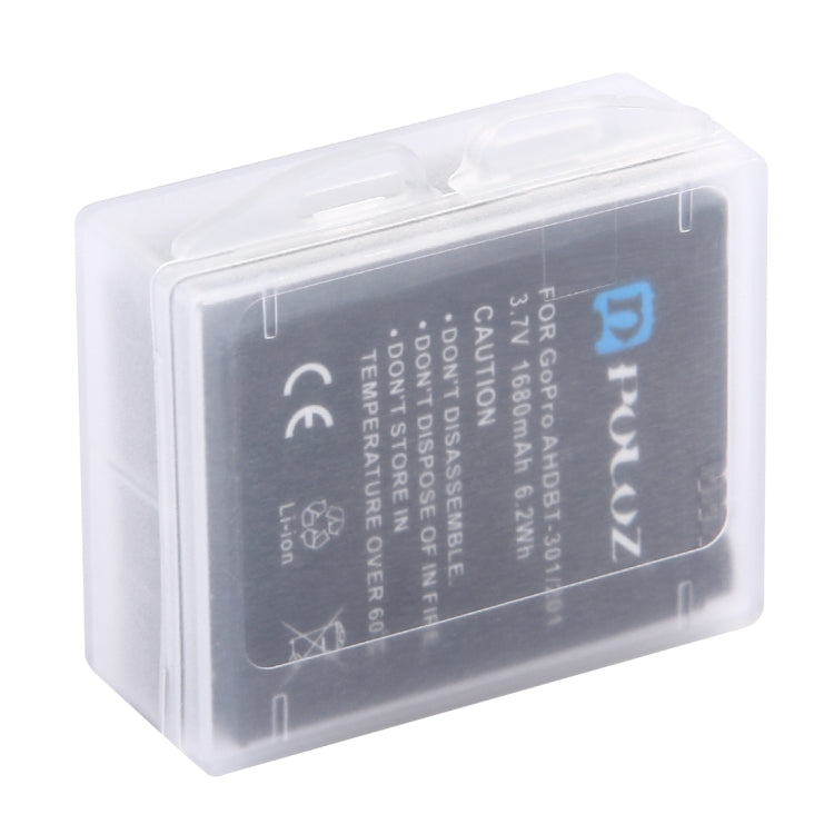 Scatola portabatterie trasparente in plastica rigida PULUZ (per batteria GoPro HERO4), AHDBT-301/201, AHDBT-401