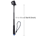 Monopiede con asta estensibile portatile PULUZ per GoPro HERO10 Black / HERO9 Black / HERO8 Black / HERO7 /6 /5, DJI Osmo Action, Xiaoyi e altre action camera, Lunghezza: 19-49 cm, Length: 19-49cm