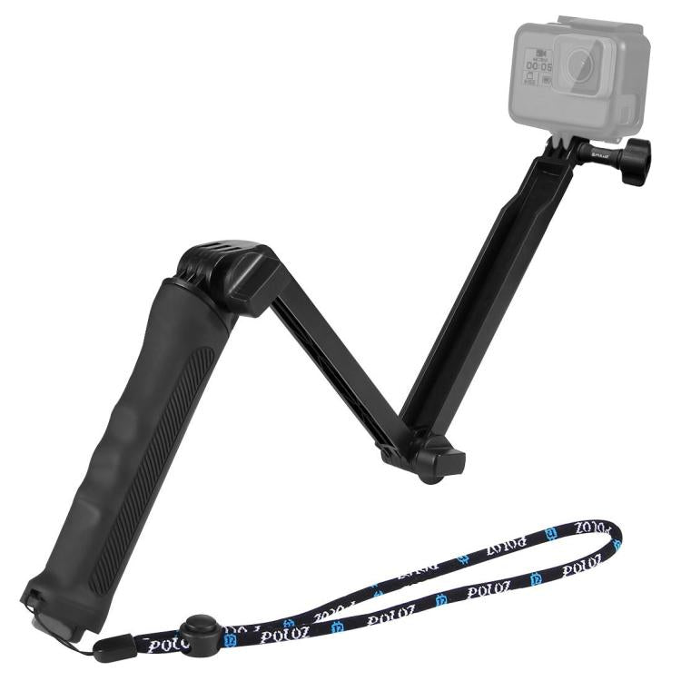 PULUZ Treppiede pieghevole con impugnatura a 3 vie Monopiede con estensione selfie-stick per GoPro, Insta360 ONE R, DJI Osmo Action e altre action camera, Lunghezza: 20-58 cm, Length: 20-58cm, Length: 20-58cm(AE)