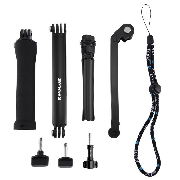 PULUZ Treppiede pieghevole con impugnatura a 3 vie Monopiede con estensione selfie-stick per GoPro, Insta360 ONE R, DJI Osmo Action e altre action camera, Lunghezza: 20-58 cm, Length: 20-58cm, Length: 20-58cm(AE)