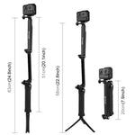 PULUZ Treppiede pieghevole con impugnatura a 3 vie Monopiede con estensione selfie-stick per GoPro, Insta360 ONE R, DJI Osmo Action e altre action camera, Lunghezza: 20-58 cm, Length: 20-58cm, Length: 20-58cm(AE)
