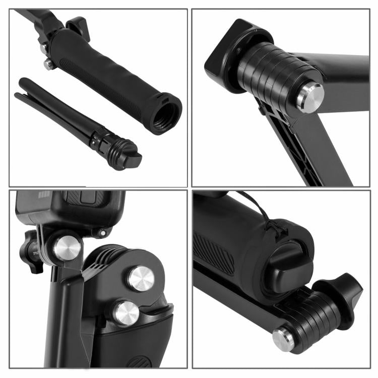 PULUZ Treppiede pieghevole con impugnatura a 3 vie Monopiede con estensione selfie-stick per GoPro, Insta360 ONE R, DJI Osmo Action e altre action camera, Lunghezza: 20-58 cm, Length: 20-58cm, Length: 20-58cm(AE)