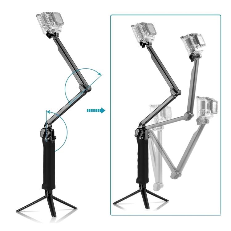 PULUZ Treppiede pieghevole con impugnatura a 3 vie Monopiede con estensione selfie-stick per GoPro, Insta360 ONE R, DJI Osmo Action e altre action camera, Lunghezza: 20-58 cm, Length: 20-58cm, Length: 20-58cm(AE)