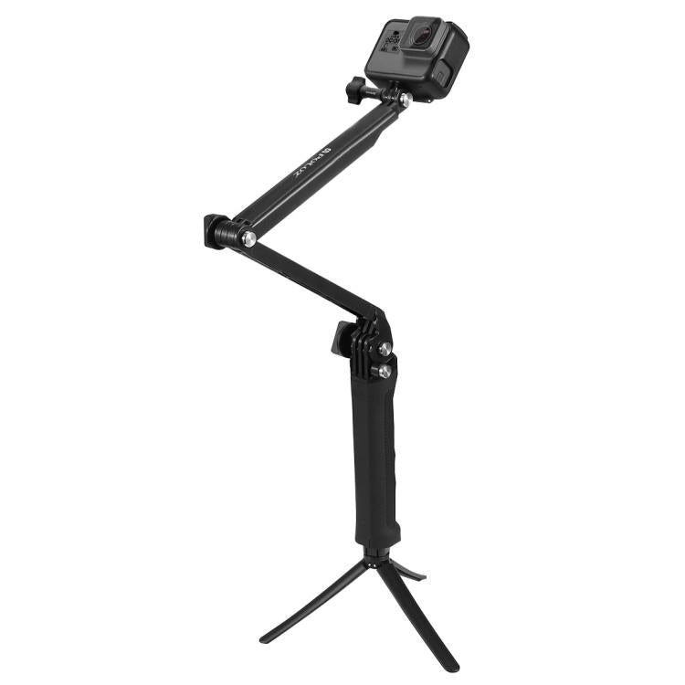 PULUZ Treppiede pieghevole con impugnatura a 3 vie Monopiede con estensione selfie-stick per GoPro, Insta360 ONE R, DJI Osmo Action e altre action camera, Lunghezza: 20-58 cm, Length: 20-58cm, Length: 20-58cm(AE)