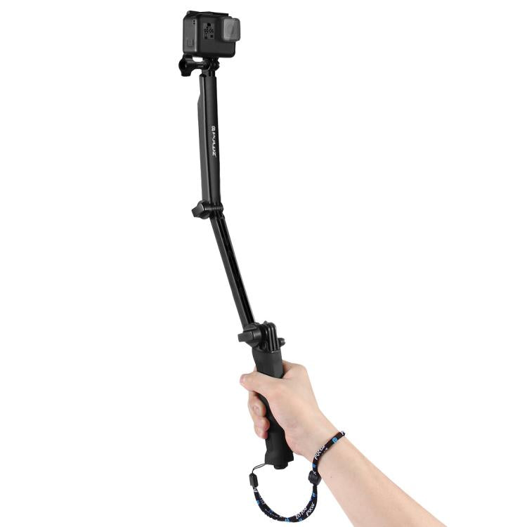 PULUZ Treppiede pieghevole con impugnatura a 3 vie Monopiede con estensione selfie-stick per GoPro, Insta360 ONE R, DJI Osmo Action e altre action camera, Lunghezza: 20-58 cm, Length: 20-58cm, Length: 20-58cm(AE)