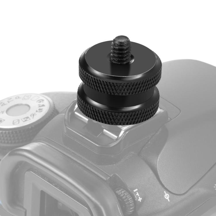 Adattatore a vite rinforzato PULUZ Hot Shoe da 1/4 pollici con doppio dado per fotocamere DSLR, GoPro HERO10 Black / HERO9 Black / HERO8 Black / HERO7 /6 /5 /5 Session /4 Session /4 /3+ /3 /2 /1,Xiaoyi e altre action camera, Double Nut