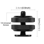 Adattatore a vite rinforzato PULUZ Hot Shoe da 1/4 pollici con doppio dado per fotocamere DSLR, GoPro HERO10 Black / HERO9 Black / HERO8 Black / HERO7 /6 /5 /5 Session /4 Session /4 /3+ /3 /2 /1,Xiaoyi e altre action camera, Double Nut