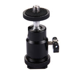 Testa per treppiede con slitta fredda PULUZ Testa a vite per treppiede da 1/4 di pollice con bloccaggio, Hot Shoe Tripod Head