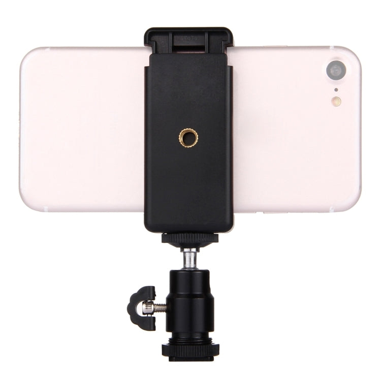 PULUZ Testa per treppiede Hot Shoe da 1/4 di pollice + Morsetto per treppiede per iPhone, Samsung, Huawei, HTC, smartphone da 5,5 cm - 8 cm di larghezza, Tripod Head + Stand Clamp