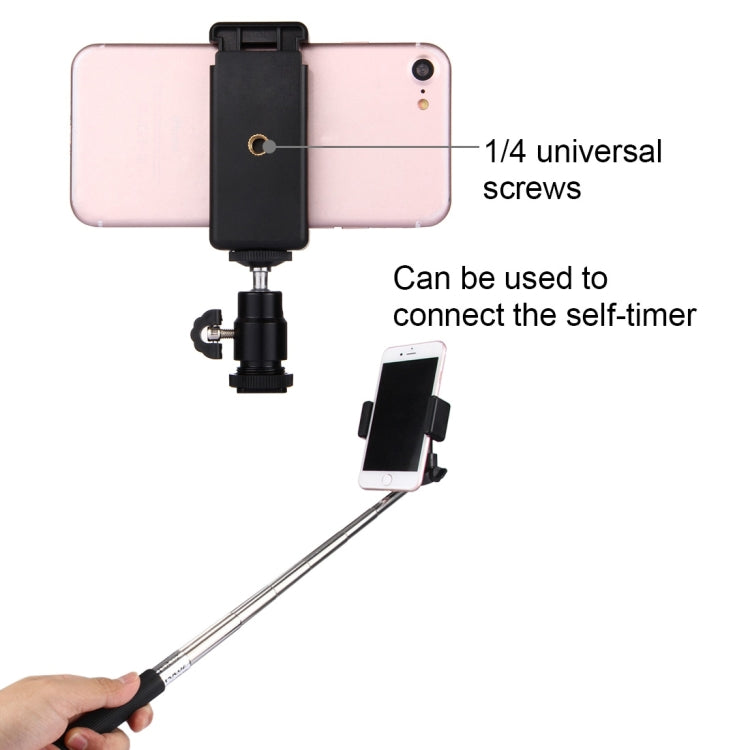 PULUZ Testa per treppiede Hot Shoe da 1/4 di pollice + Morsetto per treppiede per iPhone, Samsung, Huawei, HTC, smartphone da 5,5 cm - 8 cm di larghezza, Tripod Head + Stand Clamp