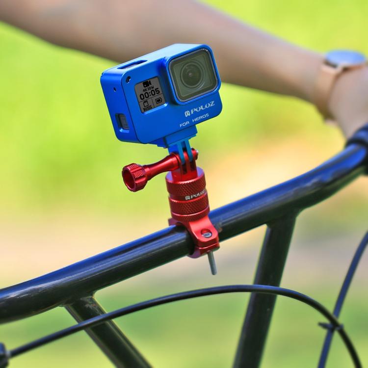PULUZ Supporto adattatore per manubrio in alluminio per bici con rotazione a 360 gradi con vite per GoPro Hero11 nero / HERO10 nero /9 nero /8 nero /7 /6 /5 /5 sessione /4 sessione /4 /3+ /3 /2 /1, DJI OsmoAzione e altre action cam, AE Stock (Blue)    ...