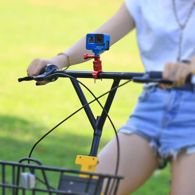 PULUZ Supporto adattatore per manubrio in alluminio per bici con rotazione a 360 gradi con vite per GoPro Hero11 nero / HERO10 nero /9 nero /8 nero /7 /6 /5 /5 sessione /4 sessione /4 /3+ /3 /2 /1, DJI OsmoAzione e altre action cam, AE Stock (Blue)    ...
