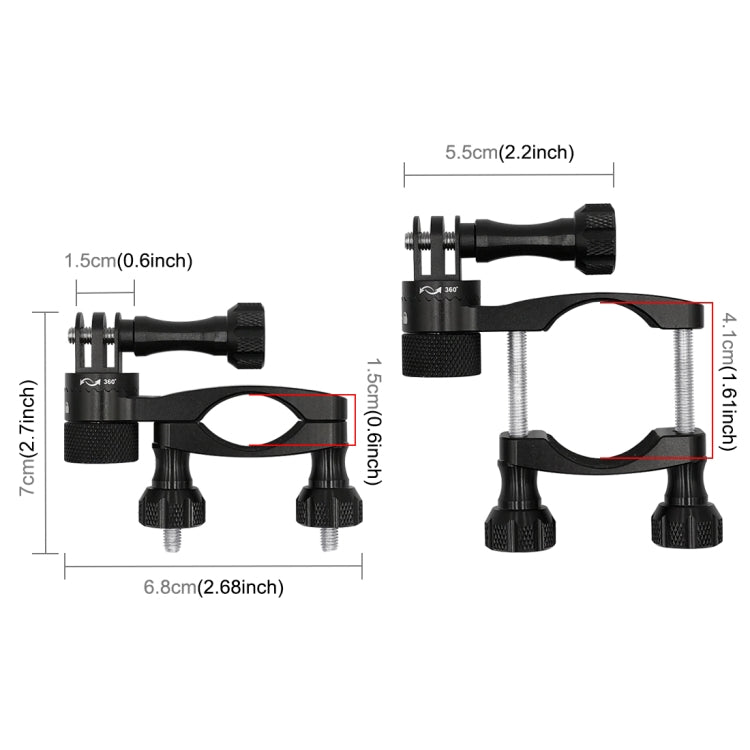 PULUZ Supporto adattatore per manubrio in alluminio per bici con rotazione a 360 gradi con vite per GoPro Hero11 nero / HERO10 nero /9 nero /8 nero /7 /6 /5 /5 sessione /4 sessione /4 /3+ /3 /2 /1, DJI OsmoAzione e altre action cam                     ...
