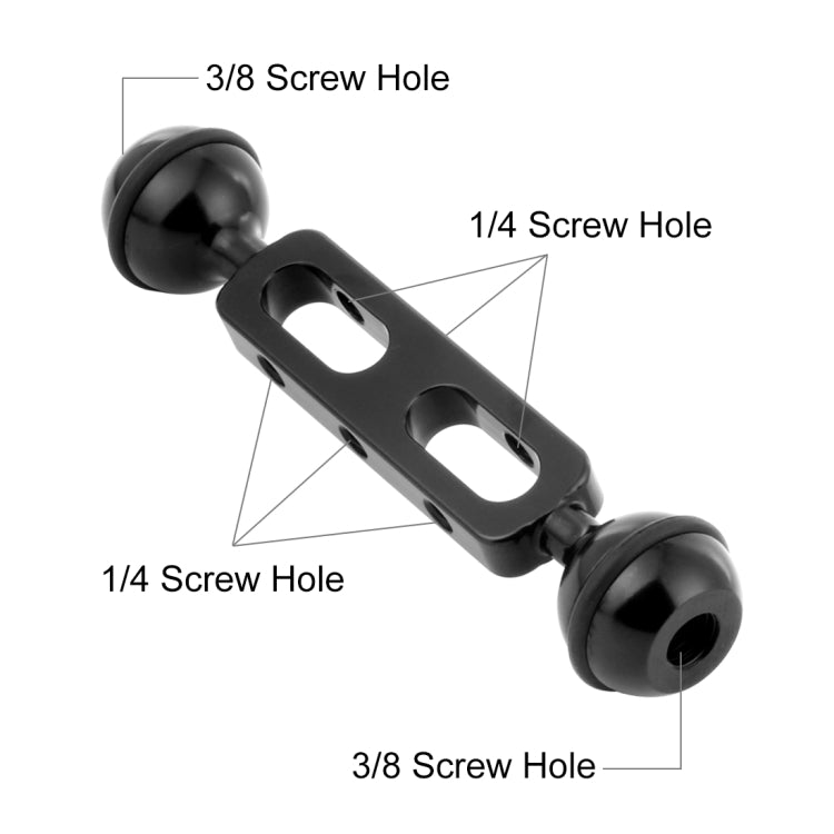 Braccio a doppia sfera in lega di alluminio PULUZ da 5,1 pollici e 13 cm, diametro della sfera: 25 mm, 5.1 inch (Black), 5.1 inch (Blue), 5.1 inch (Red)