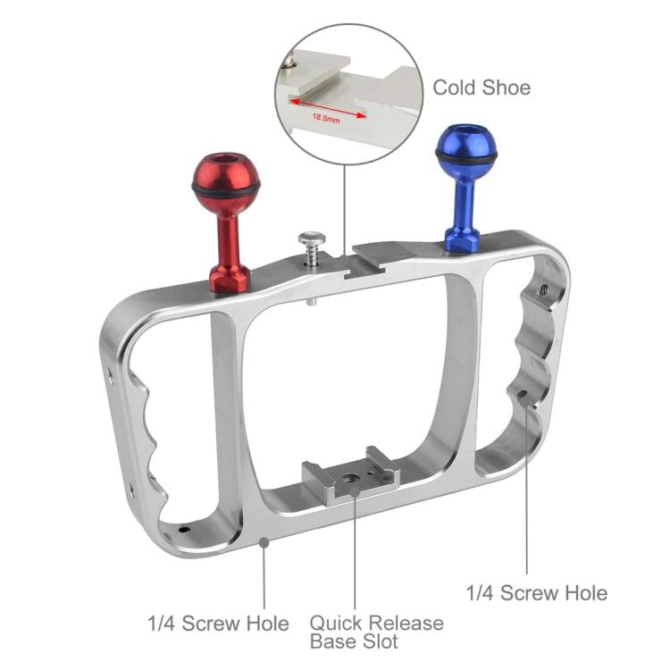 PULUZ Doppio braccio per luce subacquea portatile CNC in alluminio con cordino per GoPro Hero11 Black / HERO10 Black / HERO9 Black /HERO8 / HERO7 /6 /5 /5 Session /4 Session /4 /3+ /3 /2 /1, Insta360 ONE R, DJI Osmo Action e altre action camera        ...