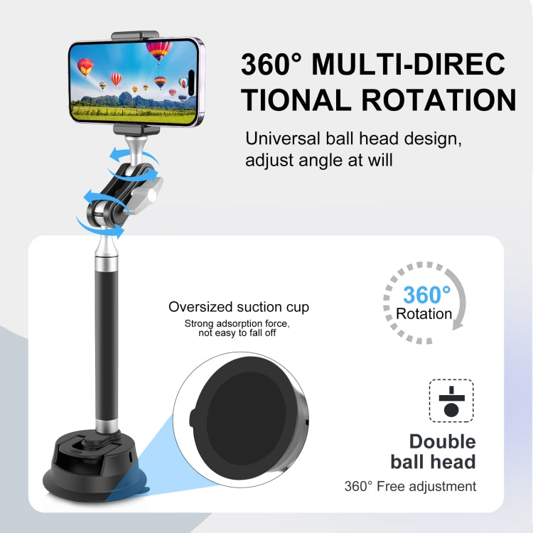 PULUZ Supporto magnetico per tablet, supporto per braccio a ventosa per auto, con morsetto per telefono, Car Suction Cup Arm