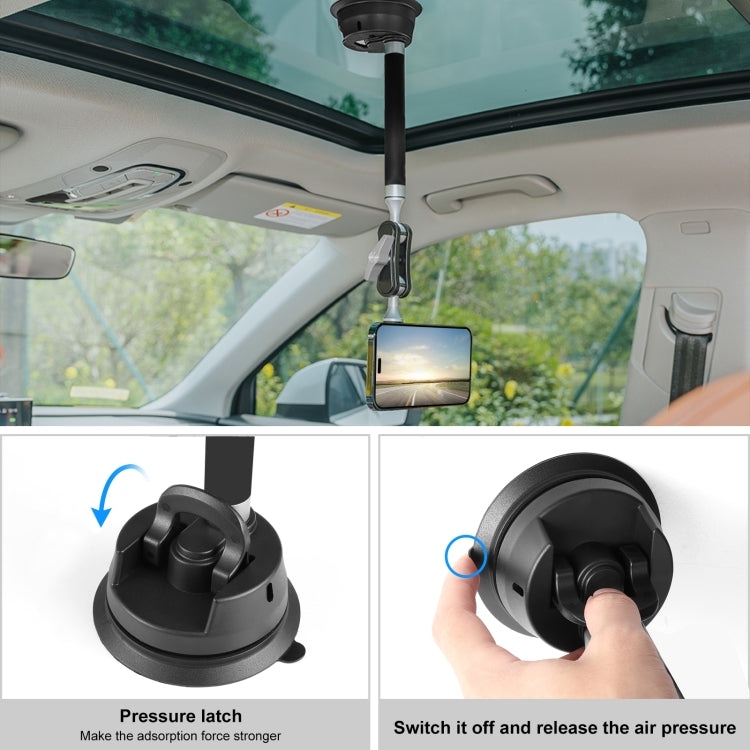 PULUZ Supporto magnetico per tablet, supporto per braccio a ventosa per auto, con morsetto per telefono, Car Suction Cup Arm