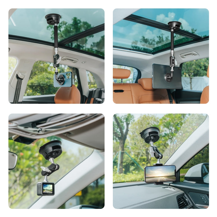 PULUZ Supporto magnetico per tablet, supporto per braccio a ventosa per auto, con morsetto per telefono, Car Suction Cup Arm