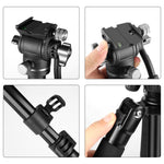 Treppiede video professionale PULUZ da 1,6 m con chiusura reversibile e testa a frizione fluida., 1.6m Reverse-Folding