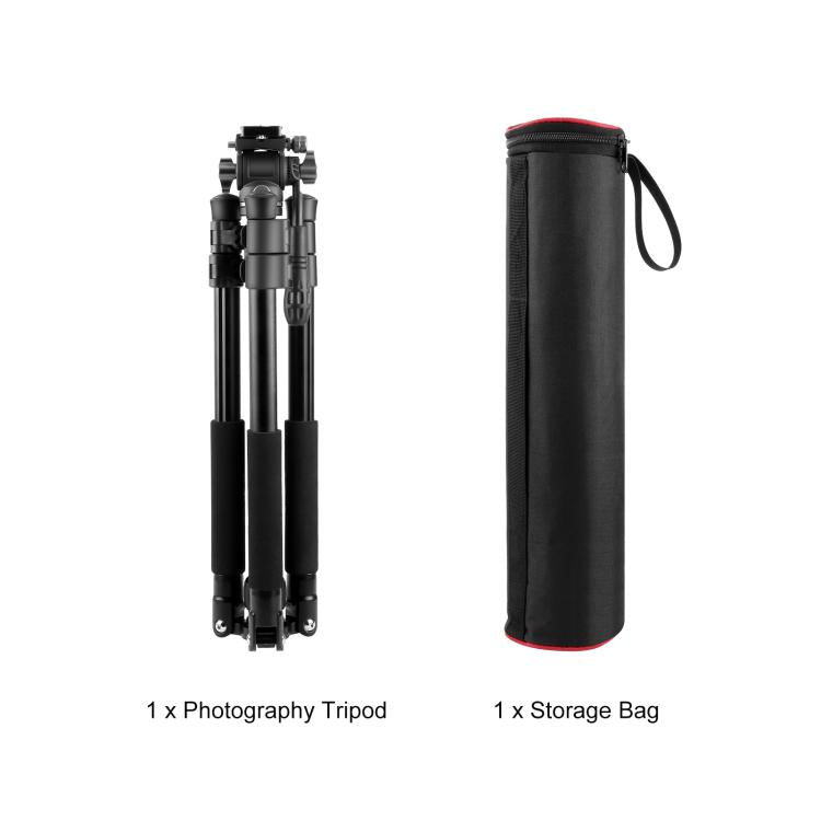 Treppiede video professionale PULUZ da 1,6 m con chiusura reversibile e testa a frizione fluida., 1.6m Reverse-Folding
