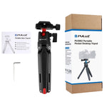 PULUZ Mini treppiede da tavolo tascabile in metallo con testa a sfera a 360 gradi per DSLR e fotocamere digitali, altezza regolabile: 11-21 cm, Desktop Tripod with Head, Tripod with Head(AE)