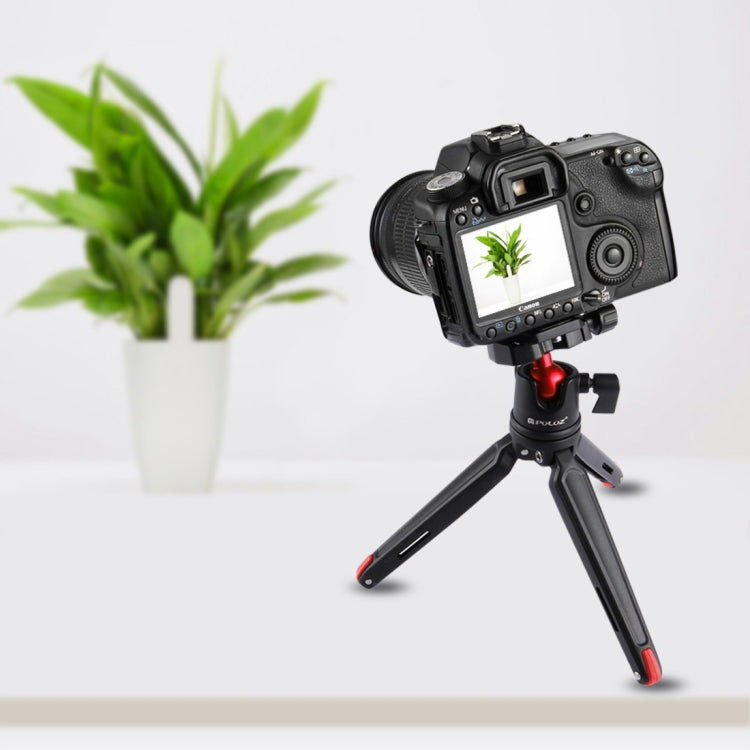 PULUZ Mini treppiede da tavolo tascabile in metallo con testa a sfera a 360 gradi per DSLR e fotocamere digitali, altezza regolabile: 11-21 cm, Desktop Tripod with Head, Tripod with Head(AE)