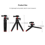 PULUZ Mini treppiede da tavolo tascabile in metallo con testa a sfera a 360 gradi per DSLR e fotocamere digitali, altezza regolabile: 11-21 cm, Desktop Tripod with Head, Tripod with Head(AE)