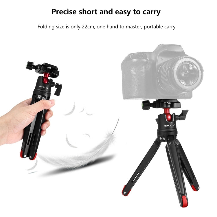 PULUZ Mini treppiede da tavolo tascabile in metallo con testa a sfera a 360 gradi per DSLR e fotocamere digitali, altezza regolabile: 11-21 cm, Desktop Tripod with Head, Tripod with Head(AE)