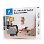PULUZ Kit stabilizzatore DV portatile a forma di U/C con testa per treppiede con attacco freddo, morsetto per telefono, fibbia a sgancio rapido e vite lunga per tutte le fotocamere reflex e fotocamere DV domestiche, C-Shaped Bracket Kits