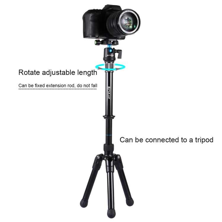 PULUZ Asta di prolunga per monopiede con supporto per treppiede regolabile portatile in metallo per fotocamere DSLR e SLR, Adjustable Tripod