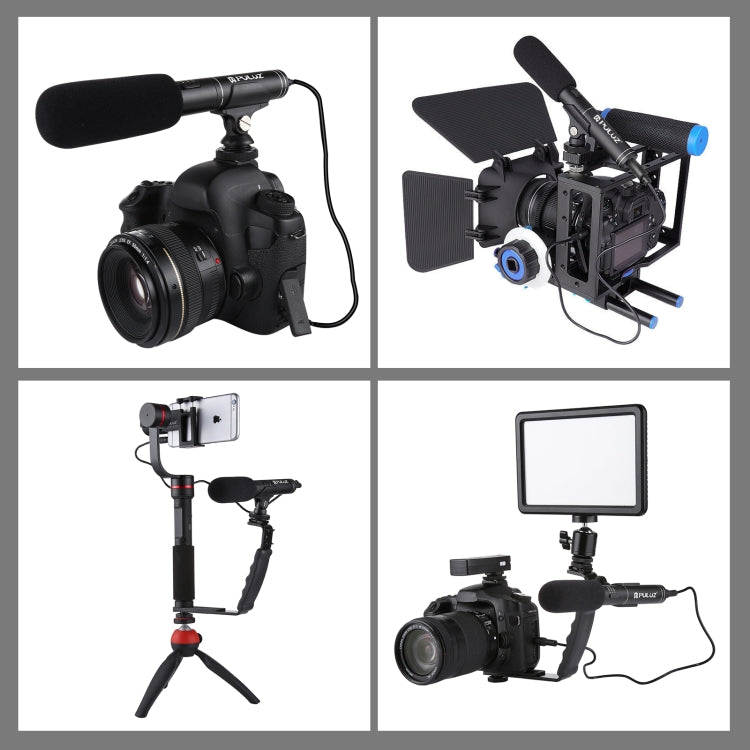 PULUZ Microfono professionale per interviste a condensatore video shotgun con cavo audio da 3,5 mm per videocamera DSLR e DV, Microphone