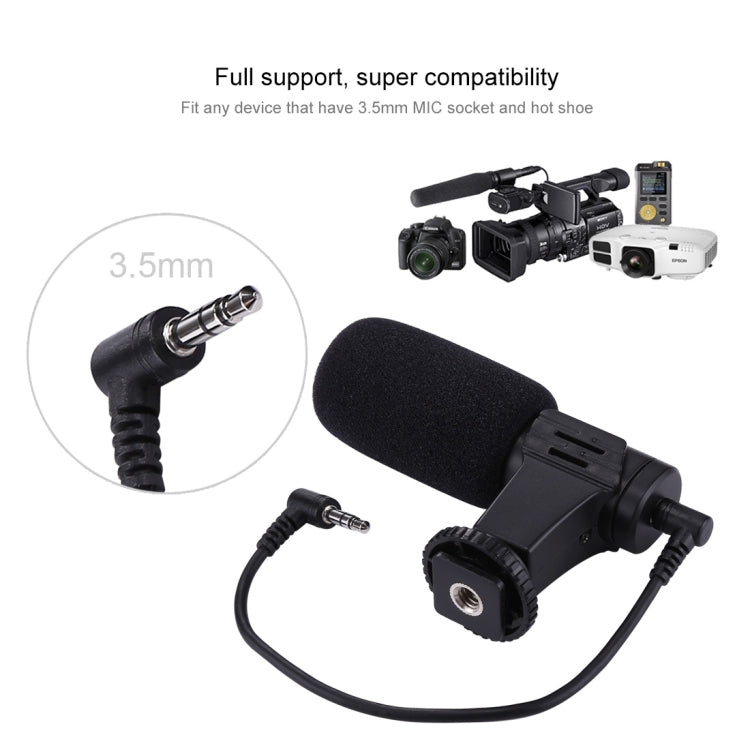 PULUZ Microfono professionale per interviste audio stereo da 3,5 mm per registrazione Vlogging per videocamera DSLR e DV, smartphone, Mini Microphone(AE), Mini Microphone