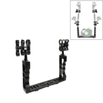 Stabilizzatore per vassoio in alluminio a doppia impugnatura PULUZ con morsetto in lega di alluminio a doppia sfera per custodie per fotocamere subacquee, Dual Ball
