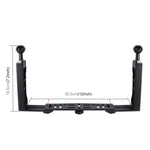 Stabilizzatore per vassoio in alluminio a doppia impugnatura PULUZ con morsetto in lega di alluminio a doppia sfera per custodie per fotocamere subacquee, Dual Ball